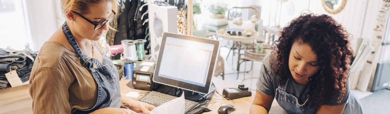 Two women working at their small business